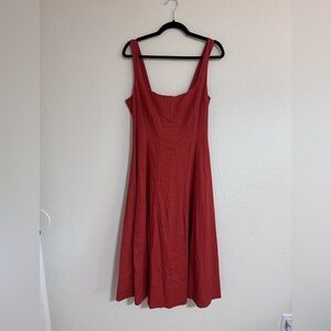 Christian Lacroix Sleeveless linen blend A-Line Midi Dress Orange